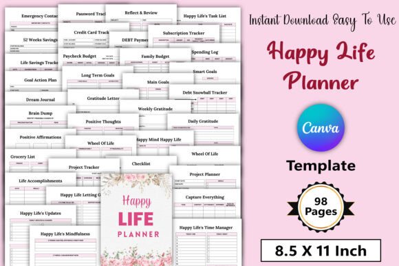 Editable Happy Life Planner: Your Personalized Tool for Organizing and Elevating Daily Life