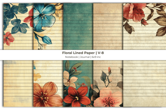 Floral Lined Paper Lined Pages
