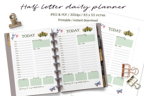 Half Letter Daily Planner Printable