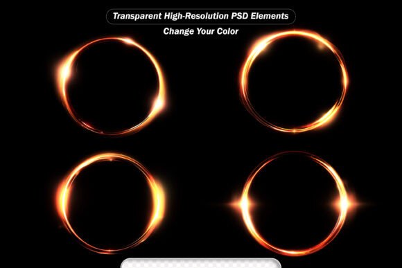 PSD Rotating Neon Circle in Gold Color