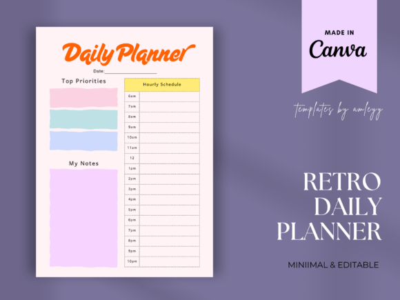 Retro Daily Planner Template Groovy