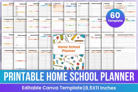 The Home School Planner- Printable Bundle: A Comprehensive Tool for Organized Learning